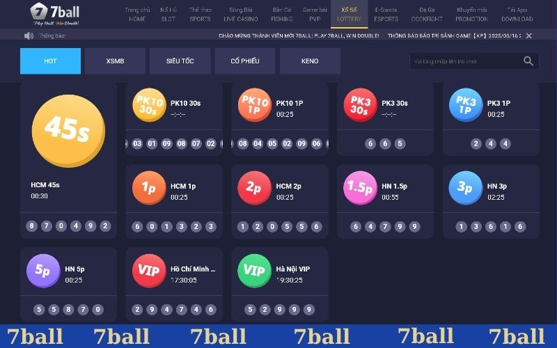Khám phá sảnh xổ số 77BALL